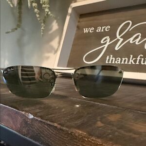 Ray-Ban Rimless Sunglasses - Green Lenses with Silver Frame